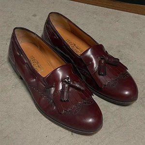 Ferragamo burgundy brown Oxfords dress shoes old school preppy twee leather shoe